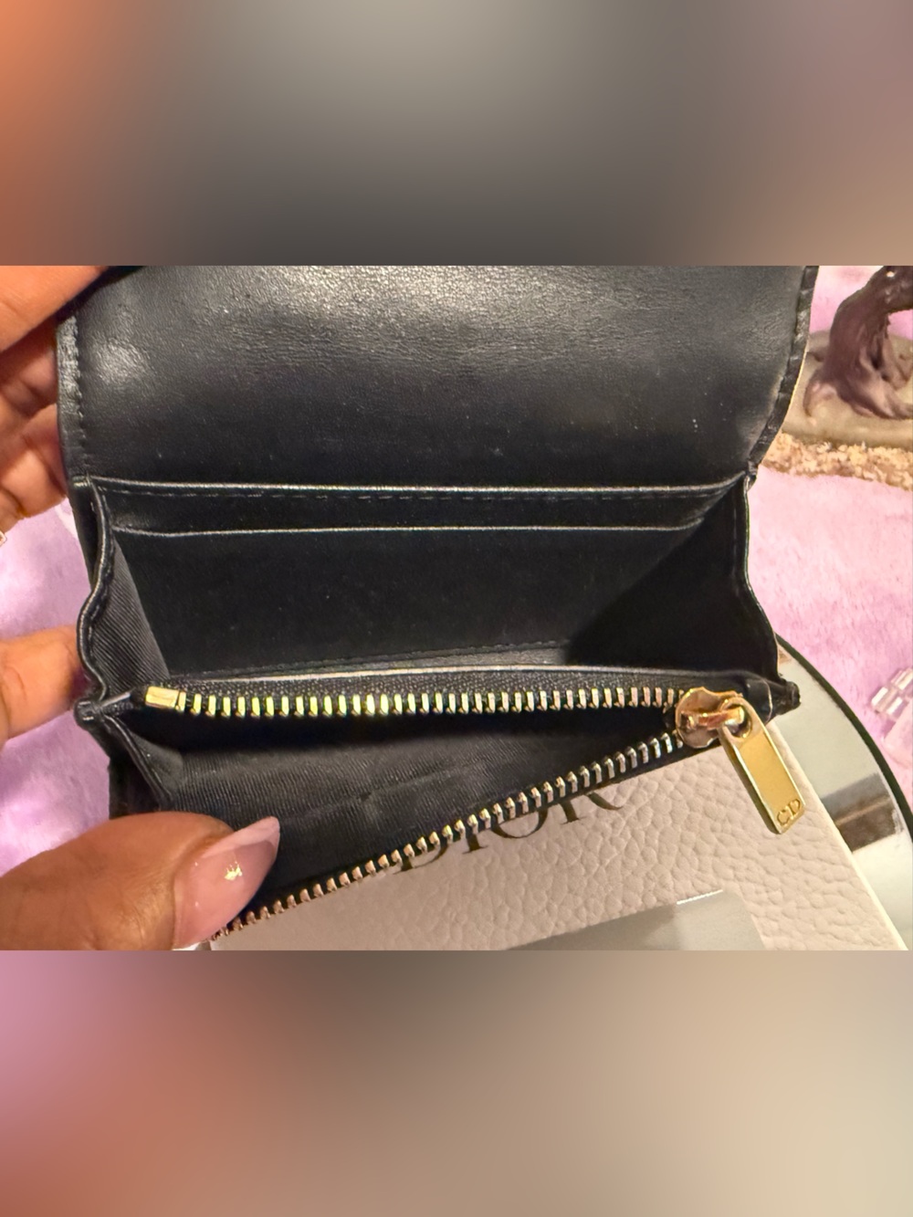 Christian Dior Caro Compact Bifold Wallet Black Cannage Calfskin Box & Dust Bag - Picture 7 of 12